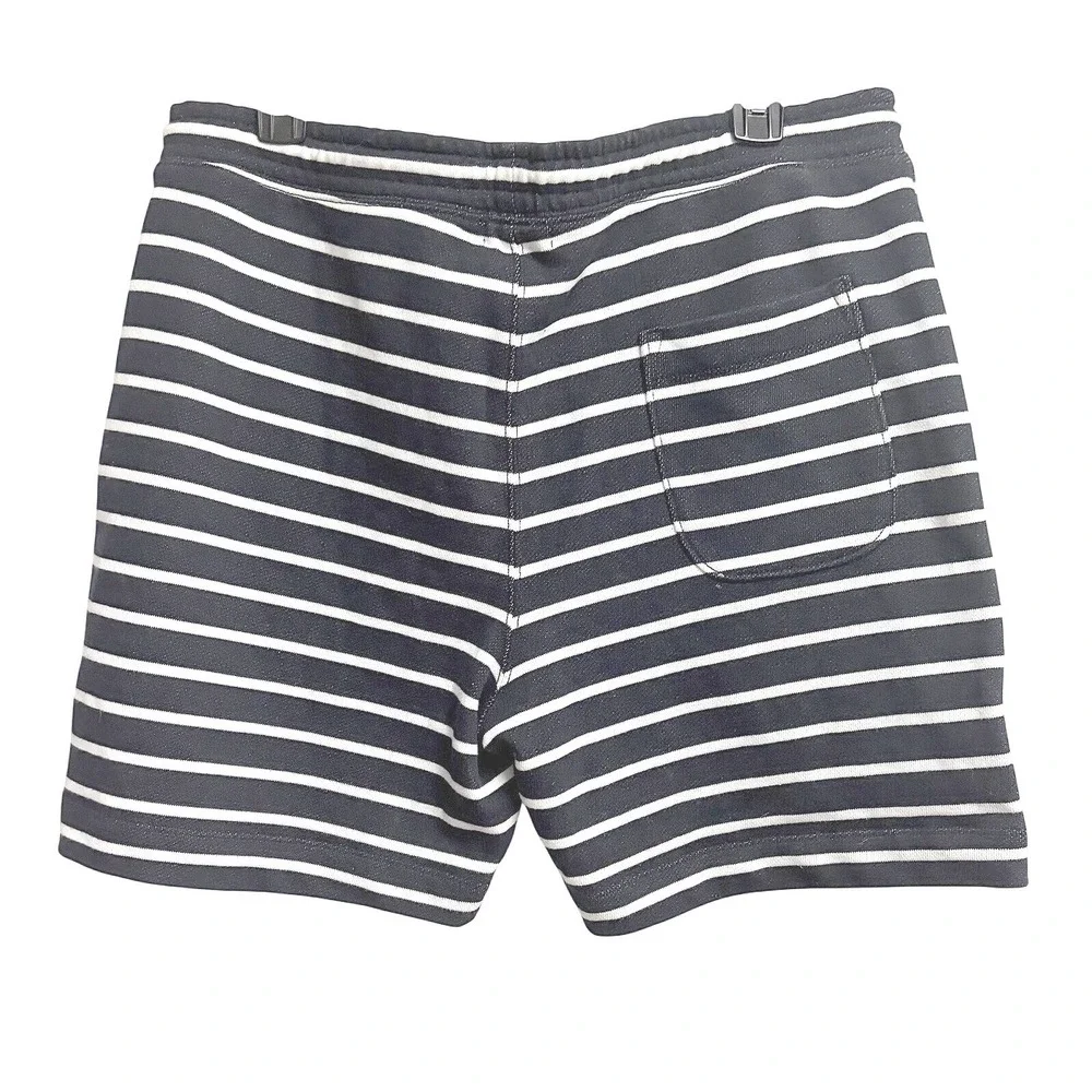 Club Monaco Breton Stripe Nautical Navy Blue Knit Sweatshorts Drawstring Mens M
